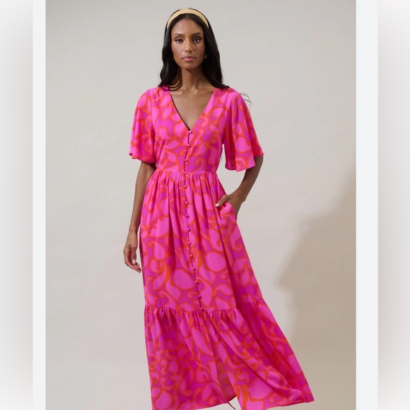 Sugarlips Dresses & Skirts - Sugarlips Inara Floral Pismo Button Down Flutter Maxi Dress